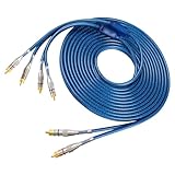 Fonestuff 2 Channel to 4 Channel RCA Audio Interconnect Cable 16.4ft 2 Male to 4 Male Y Splitter RCA Car Audio Cable Shielded Aux Cord for Home Theater, Car, Amplifiers, Hi-Fi Systems, Speakers