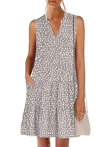 ANRABESS Womens Mini Dresses Sleeveless V Neck Tiered Swing Going Out Beach Vacation Sundress 2025 Summer Casual Outfits