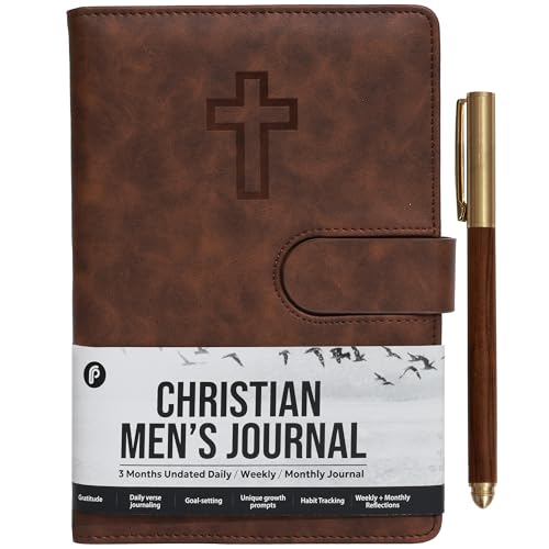 Prazoli Leather Christian Bible Prayer Journal For Men - Study Scripture Notebook &...