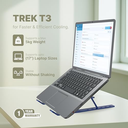Image of Geonix Trek T3 Aluminium Ergonomic Laptop Stand | 7 Angles Adjustable Height | Anti Slip Rubber Pads | Foldable | Compatible with Laptops Upto 17 inch (Royal Blue)