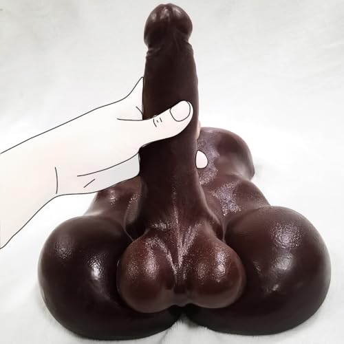 Image of Heuceo Black Anal Dildo Torso Male Sex Doll for Women and Gay Masturbation Whit TPE Flexible 7.87 inch Penis, Female Masturbator Torso for Sex Orgasm Pleasure, Unisex Woman Adult Sex Toy for Solo Couples