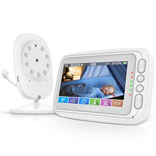 Baby Monitor, UOKIER 4.3'' Video Baby Monitor with Camera and Audio, 1000ft Range, VOX Mode, Two-Way Audio, Night Vision, Zoom, Temperature Monitoring, Lullabies