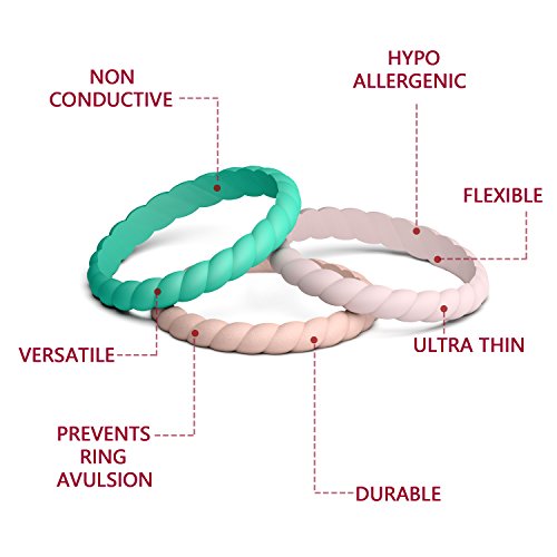 Image of Egnaro Women's Silicone Anniversary Rings, 2.5mm Wide 1.8mm Thick Stackable Rubber Wedding Band, Thin Stylish Comfort Fit Silicone Ring for Nurse, Workout, Work, Pregnancy, Travel, Daily Gift