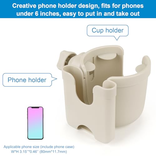 Image of Accmor Stroller Cup Holder with Phone Holder, Bike Cup Holder, Universal Cup Holder for Uppababy Nuna Doona Strollers, 2-in-1 Cup Holder for Walker, Wheelchair, Scooter