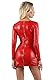 MISS NOIR 20406 Damen Wetlook Sexy Kleid S-3XL mit 2-Wege-Reißverschluss Langen Ärmeln Partykleid Clubwear Minikleid, Rot (20406-RD), XXL