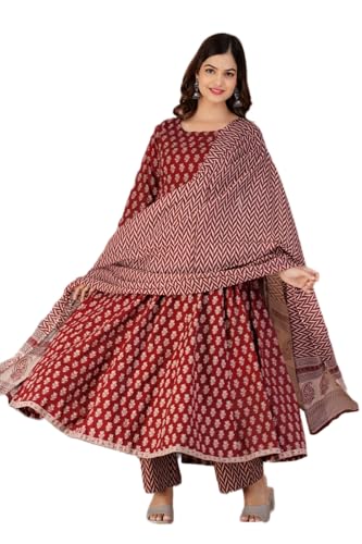 Image of Women Printed Floral Kurta and Pant Set with Dupatta