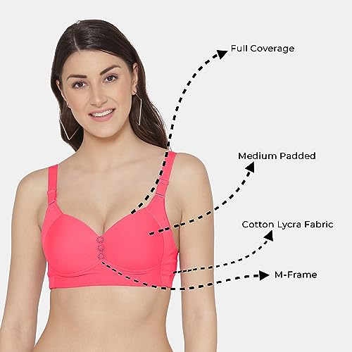 Image of Tweens Lite Wite - Minimiser Medium Padded Cotton Lycra Bra (Plus Size) - Triple Hook - Full Coverage - Wirefree - Seamless T-Shirt Bra
