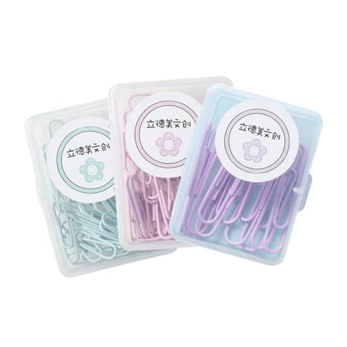 OSALADI 150個入り マカロンカラー形針 種 桜ピンク 薄荷グリーン 梭゚紫 オフィス文房具 用途多様なクリップ 事務整理に