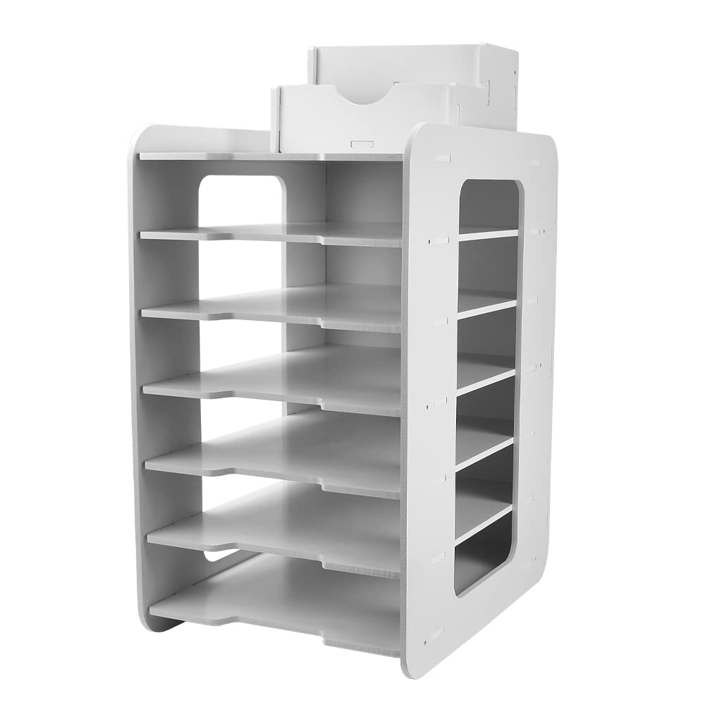 THATSRAD Organizzatore da Scrivania a 7 Livelli con Portapenne Porta Documenti da Scrivania A4 Vassoio Portadocumenti per Ufficio Scaffale per la Conservazione dei Documenti per Ufficio Scuola Casa