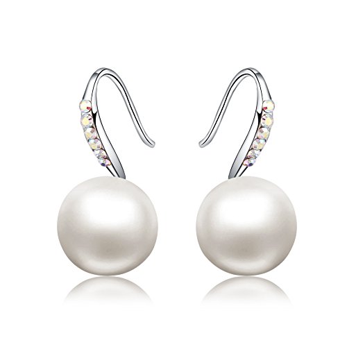 Preisvergleich Produktbild HERMOSO Baumeln Perlen Ohrringe für Frauen / Damen,Hergestellt mit Swarovski Kristall,Platinüberzug Schmuck Ohrstecker