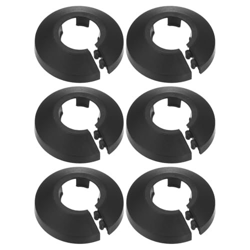 M METERXITY 6-Pack Pipe Cover Decoration, Suit for 20mm Outer Diameter Flange Water Pipe Escutcheon Water Pipe Drain Line Cover for Radiator Pipe/Water Drain Tube [Black]