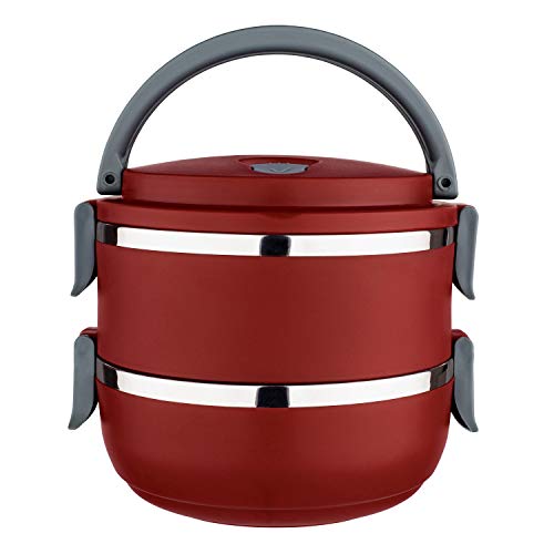 Marmita dupla Lunch Box Vermelha, LB1234-VM, Euro Home