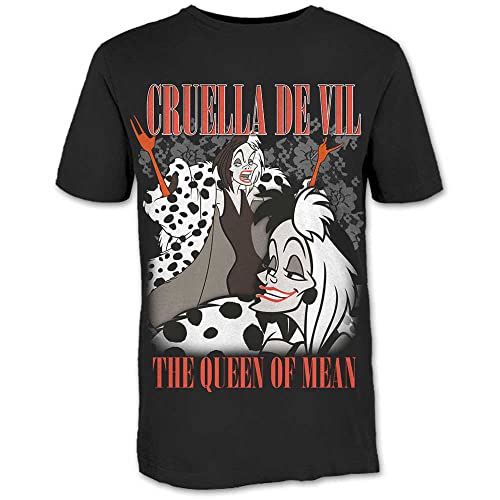 T-shirt Disney Cruella 101 Dalmatiens homme en coton noir respirant et durable