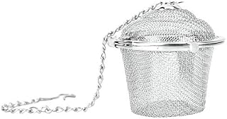 Reusable Coffee Tea Infusing Mesh Brewing Basket Stainless Steel Tea Strainer Mesh Ball Herbal Spice Filter Soup Infuser with Chain(L)
