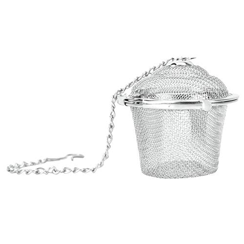Stainless Steel Tea Strainer Mesh Ball Spice Filter Soup Infuser with Chain Fine Threaded Connection Teapot Filter (S)