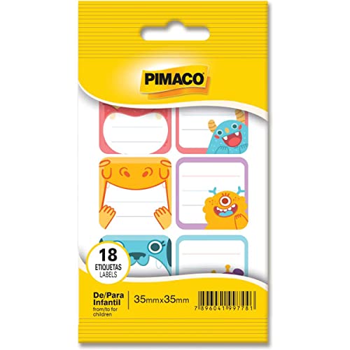 Etiqueta Para Presente, Pimaco, De/Para, Infantil, Retangular, 970843, Cartela com 18 etiquetas