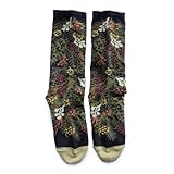 [エムアンドエムソックス] 靴下 ソックス 花柄 ボタニカソックス 日本製 レディース ボタニカル フラワー バルバスプランツ カーネーション ミモザ スモークツリー タビビトノキ かわいい ギフト プレゼント (JP, 数字サイズ, 23.0 cm, 25.0 cm, 1, モミの木のスワッグ（ブラック）)