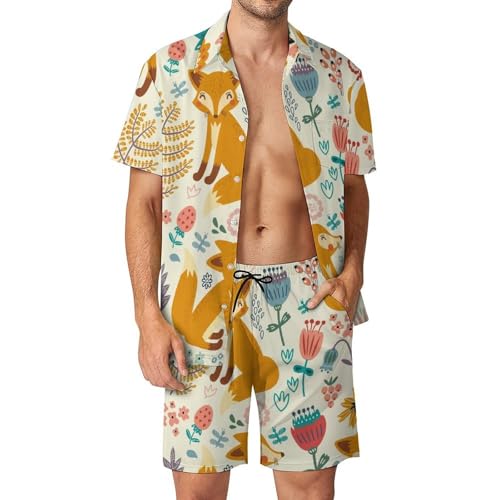 Chemise Hawaïenne Homme avec Short et Pantalon de Plage Été 2 Pièces S Fleur Renard