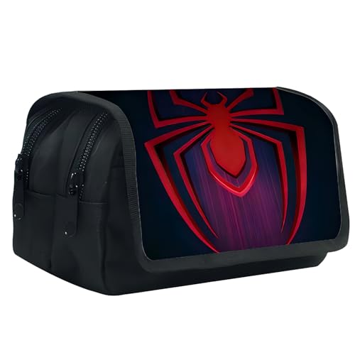 Shamoparty Caja de lápices de araña, bolso de papelería de araña, bolsa de lápiz multicapa de doble capa, caja de lápices con cremallera multifunción, regalos de cumpleaños para niños
