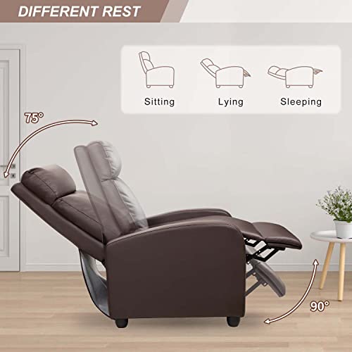 Devoko Recliner Chair Home Theater Seating Pu Leather Modern Living Room Chair Furniture With Padded Cushion Reclining Sofa Chairs (Brown) #TOP3