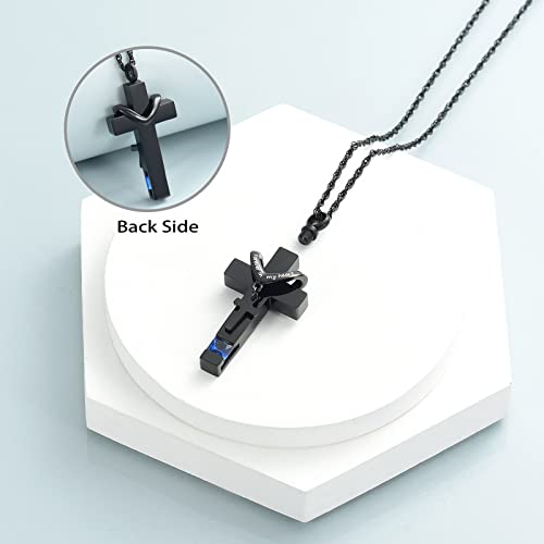 shajwo Cross Urn Necklace for Ashes Birthstone Rose Flower Cremation Jewelry for Women Gilrs Keepsake Memorial Ashes Pendant3
