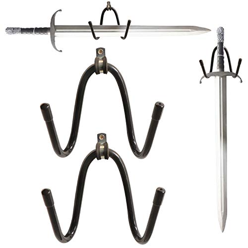 Folytiy Sword Wall Mount Samurai Sword Display Rack Hanger Holder Hook Stand for Katana Wakizashi Swords- No Sword (2)