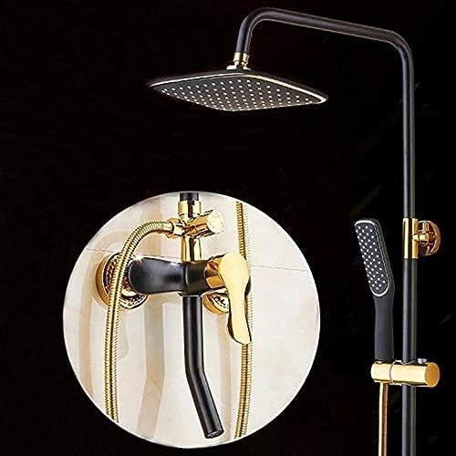 Ensemble de douche de luxe noir doré avec mitigeur et robinet de baignoire intégré - 2