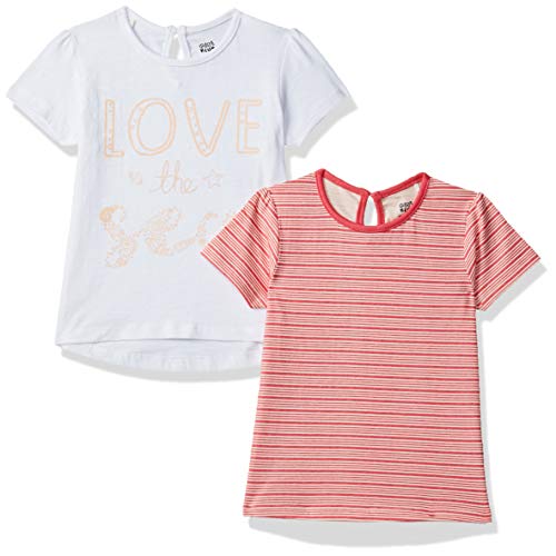 Image of miniklub Kids Short Sleeve Round Neck Knitted Cotton Knit Top, Pack of 2 (Multi Color)