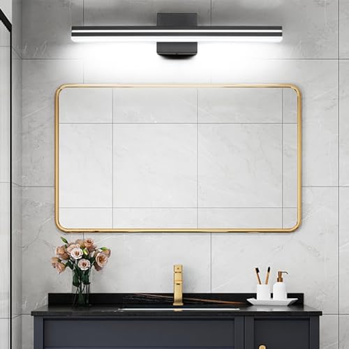 Image of SineRise 24-Inch LED Modern Bathroom Vanity Light Bar, Matte Black Modern Acrylic Bathroom Wall Lighting Fixtures Over Mirror (Cool White 6000K)