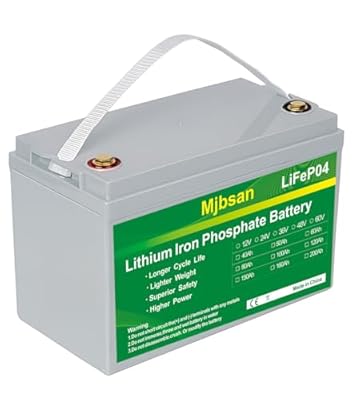 Mjbsan 12V 100Ah LiFePO4 Battery, Built-in 100A BMS,1280Wh Energy Lithium Batteries 12.8V,Up to 15000+ Deep Cycle Battery,10-Year Lifespan Perfect for RV Camping,Trolling Motor,Solar,Camping,Marine