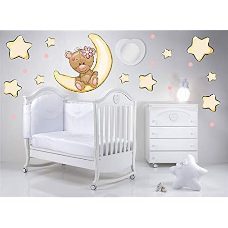 Stickers Muraux Chambre A Coucher Ourson Etoiles Nuit Luna Femelle Petite Fille 48 Cm Stickers Muraux Amazon Fr Bebes Puericulture