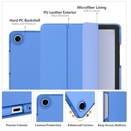 Image of MoKo Trifold Case for Galaxy Tab A9 Plus /A9+ 11 Inch 2023, Periwinkle | Slim Stand Hard PC Translucent Back Shell Smart Cover, Auto Sleep /Wake, Light, Anti-scratch, 2 Adjustable Angle