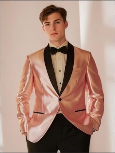 Fashion Satin Suit for Men Prom Party Shiny Wedding Tuxedo Gold Suits One Button Blazer Man Dinner Jacket2