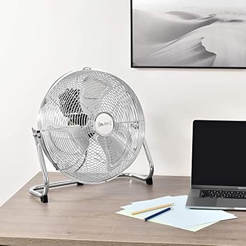in.tec Bodenventilator Windmaschine Metall Tischventilator Silbern 70W Ventilator Standventilator Cover