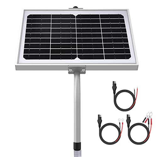 SUNER POWER 12V Waterproof Solar Battery Trickle Charger & Maintainer - 10 Watts Solar Panel Built-in Intelligent MPPT Solar Charge Controller + Tubular Mount Bracket + SAE Connection Cable Kits
