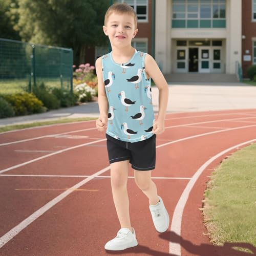 J JOYSAY Wave Fish Blue Boys Tank Top Sleeveless Muscle Shirts Quick Dry Sport Active Workout Kids T-Shirts 3-15T 5