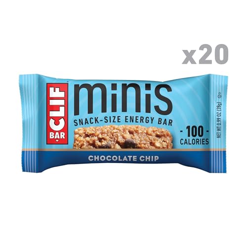 CLIF BAR Minis - Chocolate Chip - Made with Organic Oats - 4g Protein - Non-GMO - Plant Based - Snack-Size Energy Bars - 0.99 oz. (20 Pack)