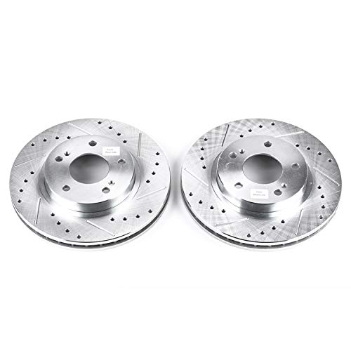 Image of PowerStop Evolution Front Brake Rotors for INFINITI I30 2000-01 | Nissan Maxima 1999-01 - Drilled & Slotted Performance Disc Rotors Upgrade, JBR918XPR