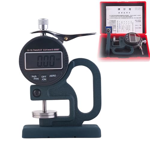 Calibrador digital de espesores para esponjas 0-12,7 mm, con disco de medición ampliado para evitar compresión, diámetro de sonda 30 mm, para colchones de espuma y cuero miniatura 1