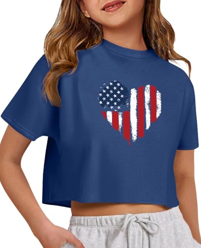 Image of ZDC Girls Athletic Oversized Crop Tops Kids Drop Shoulder Short Sleeve T Shirts Workout Tees