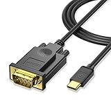 USB C to VGA Cable Adapter Black 6 Feet/1.8m,QGEEM Type C to VGA Cable Compatible with MacBook Pro,Dell XPS 13/15,Surface Book 2,HP Spectre x360,Lenovo Yoga 910 & More,VGA to USB C