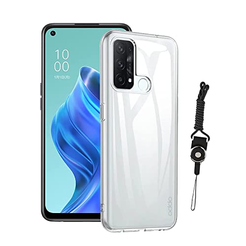 FOR OPPO Reno5 A 用の ケース カバー クリア Reno5 A ソフトTPU 透明 OPPO Reno5 A 保護カバー 耐衝撃 画面レンズ保護 薄型 軽量 スマホケース ストラップホール付属 ネックストラップ付 黄変防止 柔らかい すり傷防止 指紋防止 耐久 携帯カバー OPPO Reno5 A