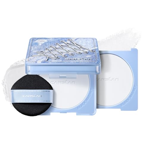 CARSLAN 3.0 Black Magnet Soft Focus Pressed Powder Oil Control & Blurring Finish Talc-Free Setting Powder 02 Translucent Oil Control Compact + Refill 0.28 oz Each Denim Limited Edition