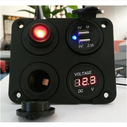 4 i 1 laddare uttag panel, bil laddare uttag panel, bil RV voltmeter Dubbel USB port 12V strömuttag 4 hål panel switch
