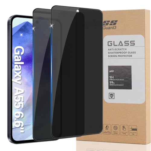 WNABZZER [2 Pack for Samsung Galaxy A35/A55 5G Privacy Screen Protector, 28° Anti Spy Tempered Glass Film, Case Friendly, Anti Scratch, Bubble Free, Easy Install - Black Saver for Galaxy A35/A55