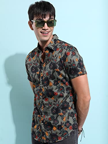 Image of Ketch Men's Cotton Slim Fit Printed Half Sleeve Shirt