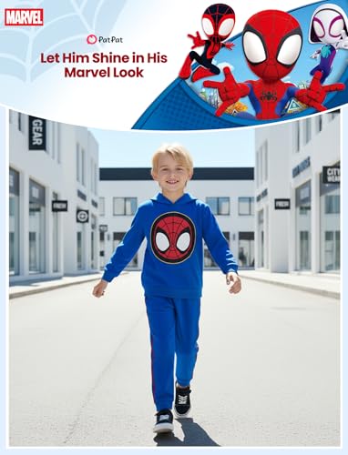 Disney 2 Pack Hoodie & Jogger Little Boys' Jersey Sets Spider-Man Sweat Outfit Children Long Sleeve Pullover Tracksuit & Athletic Pants Fall Hooded Streetwear Blue Sweatshirt Leggings Size 5-6 Years - image 4