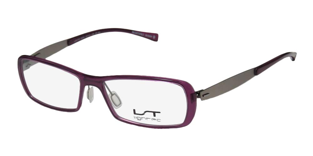 Lightec By Morel 7033l Mens/Womens Rectangular Full-Rim Shape Flexible Hinges Colorful Exclusive Cold Insert Eyeglasses/Eye Glasses (51-14-135, Purple/Silver)