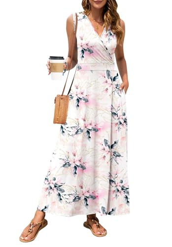 Image of MISFAY Women Maxi Dress Sleeveless Wrap V Neck Summer Boho Casual