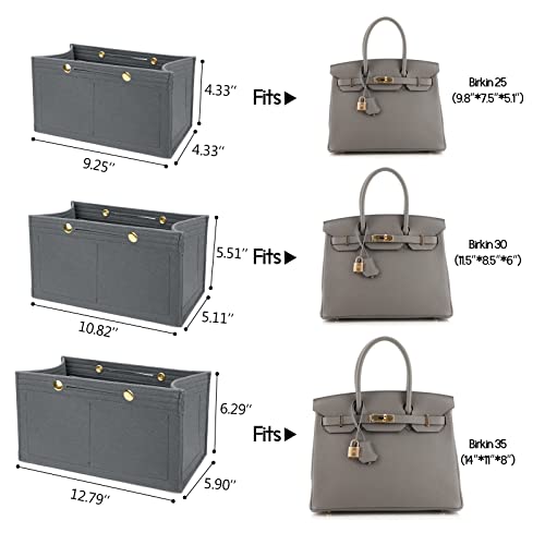 Lexsion Purse Organizer Insert For Handbags, Felt Bag Organizer For Birkin 35, Tote Bag Organizer Insert 8033 Grey Large #TOP1